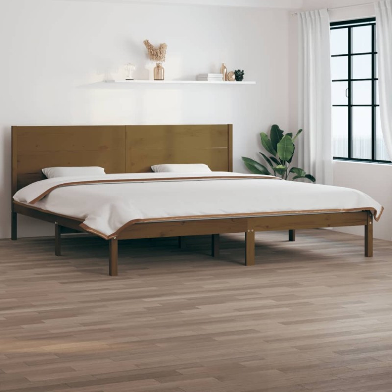 vidaXL Estructura de cama madera maciza de pino marrón miel 200x200 cm vidaXL Estructura de cama madera maciza de pino marrón miel 200x200 cm