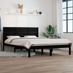 vidaXL Estructura de cama de madera maciza de pino negra 140x200 cm