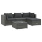 vidaXL Set de muebles de jardín 5 pzas y cojines ratán sintético gris vidaXL Set de muebles de jardín 5 pzas y cojines ratán sintético gris