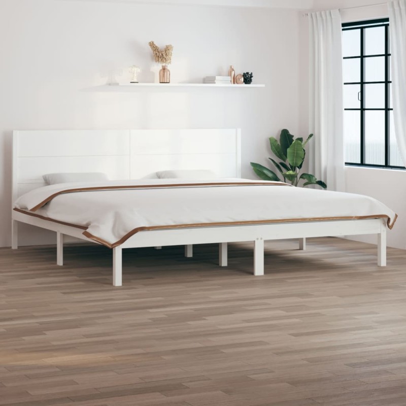 vidaXL Estructura de cama madera maciza blanca Super King 180x200 cm