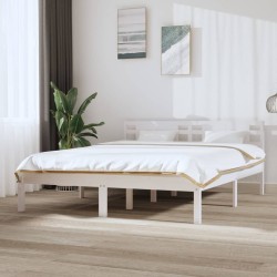 vidaXL Estructura de cama king madera maciza blanca 150x200 cm
