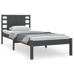 vidaXL Estructura de cama madera maciza de pino gris 90x200 cm