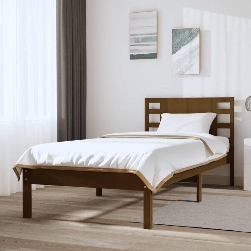 vidaXL Estructura de cama madera maciza pino marrón miel 100x200 cm vidaXL Estructura de cama madera maciza pino marrón miel 100x200 cm