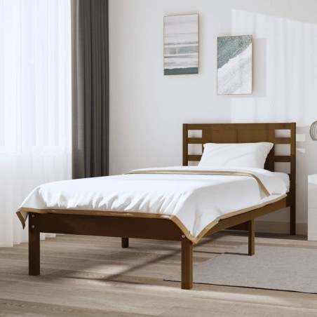 vidaXL Estructura de cama madera maciza pino marrón miel 100x200 cm