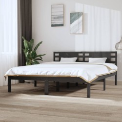vidaXL Estructura de cama de madera maciza de pino gris 160x200 cm