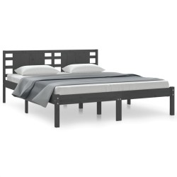 vidaXL Estructura de cama de madera maciza de pino gris 160x200 cm
