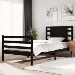vidaXL Estructura de cama madera maciza de pino negra 90x200 cm