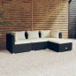 vidaXL Set de muebles de jardín 4 pzas y cojines ratán sintético negro vidaXL Set de muebles de jardín 4 pzas y cojines ratán sintético negro