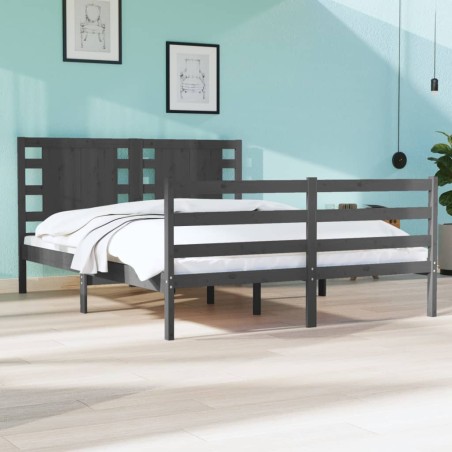 vidaXL Estructura de cama de madera maciza de pino gris 140x200 cm