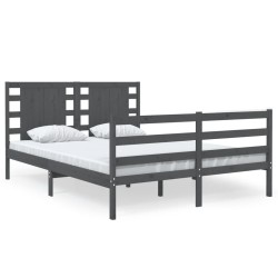 vidaXL Estructura de cama de madera maciza de pino gris 140x200 cm