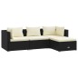 vidaXL Set de muebles de jardín 4 pzas y cojines ratán sintético negro vidaXL Set de muebles de jardín 4 pzas y cojines ratán sintético negro