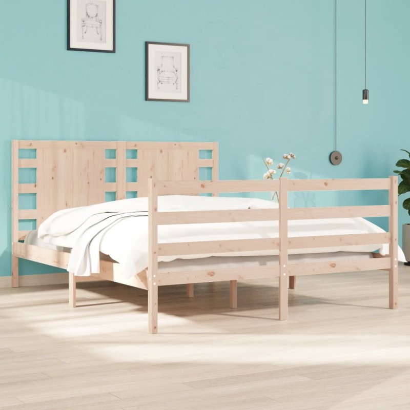 vidaXL Estructura de cama madera maciza de pino 135x190 cm vidaXL Estructura de cama madera maciza de pino 135x190 cm