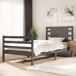 vidaXL Estructura de cama madera maciza de pino gris 90x200 cm
