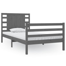 vidaXL Estructura de cama madera maciza de pino gris 90x200 cm