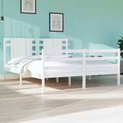 vidaXL Estructura de cama de madera maciza de pino blanco 140x190 cm