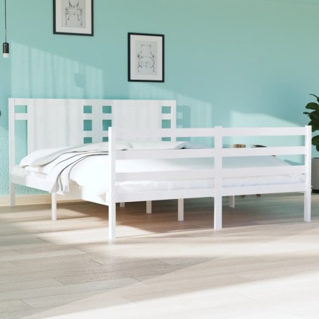 vidaXL Estructura de cama de madera maciza de pino blanco 140x190 cm