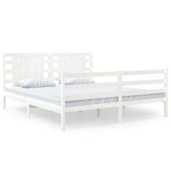 vidaXL Estructura de cama de madera maciza de pino blanco 140x190 cm