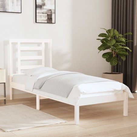 vidaXL Estructura cama individual madera maciza blanco 75x190 cm