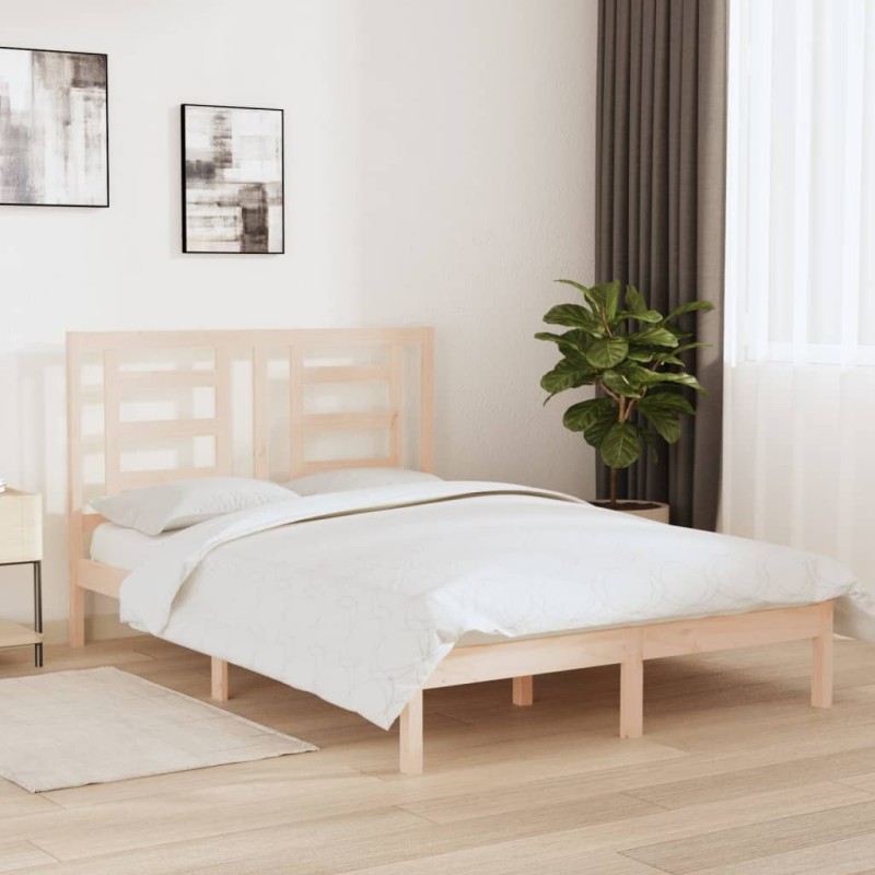 vidaXL Estructura de cama madera maciza de pino 140x190 cm vidaXL Estructura de cama madera maciza de pino 140x190 cm