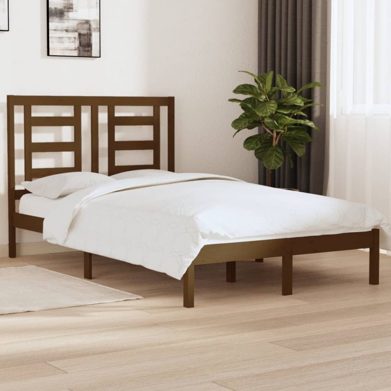 vidaXL Estructura cama pequeña doble madera maciza marrón 120x190 cm vidaXL Estructura cama pequeña doble madera maciza marrón 120x190 cm