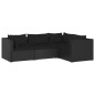 vidaXL Set de muebles de jardín 4 pzas y cojines ratán sintético negro vidaXL Set de muebles de jardín 4 pzas y cojines ratán sintético negro