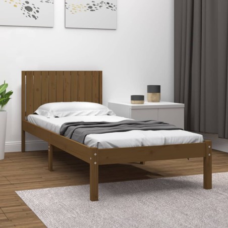 vidaXL Estructura de cama madera maciza pino marrón miel 100x200 cm