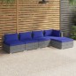 vidaXL Set de sofás de jardín 5 piezas y cojines ratán sintético gris vidaXL Set de sofás de jardín 5 piezas y cojines ratán sintético gris