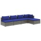 vidaXL Set de sofás de jardín 5 piezas y cojines ratán sintético gris vidaXL Set de sofás de jardín 5 piezas y cojines ratán sintético gris