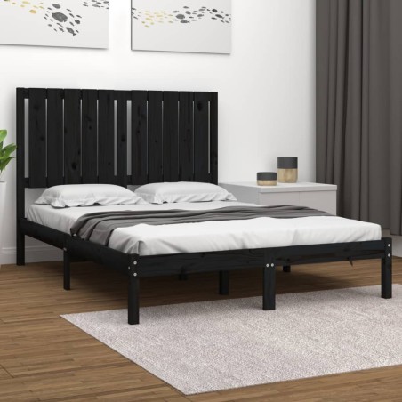 vidaXL Estructura de cama madera maciza de pino negra 120x200 cm