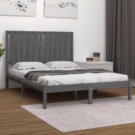 vidaXL Estructura de cama madera maciza de pino gris 120x200 cm