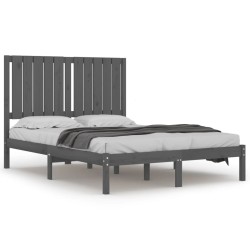 vidaXL Estructura de cama madera maciza de pino gris 120x200 cm