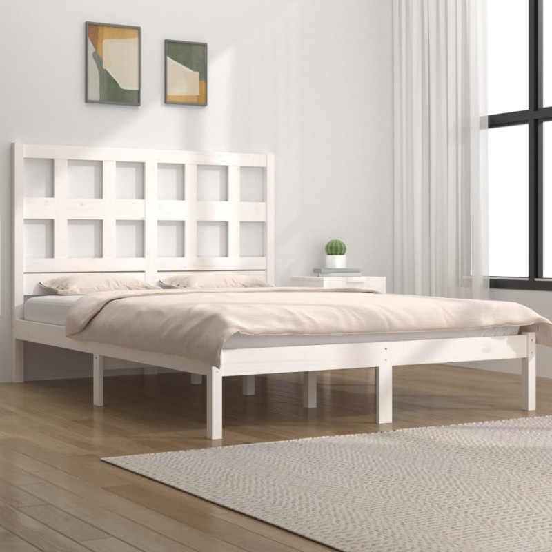 vidaXL Estructura de cama madera maciza de pino blanco 150x200 cm
