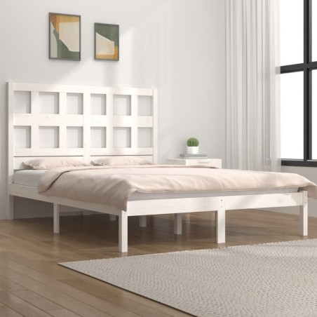 vidaXL Estructura de cama madera maciza de pino blanco 150x200 cm