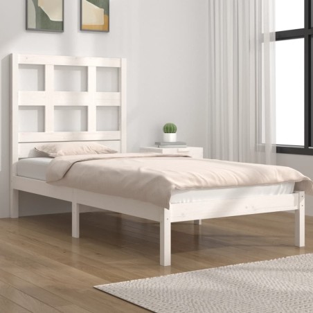 vidaXL Estructura de cama individual madera maciza blanco 90x190 cm