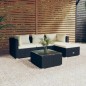 vidaXL Set de muebles de jardín 5 pzas y cojines ratán sintético negro vidaXL Set de muebles de jardín 5 pzas y cojines ratán sintético negro