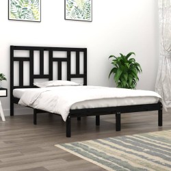 vidaXL Estructura de cama madera maciza doble pequeña negra 120x190 cm
