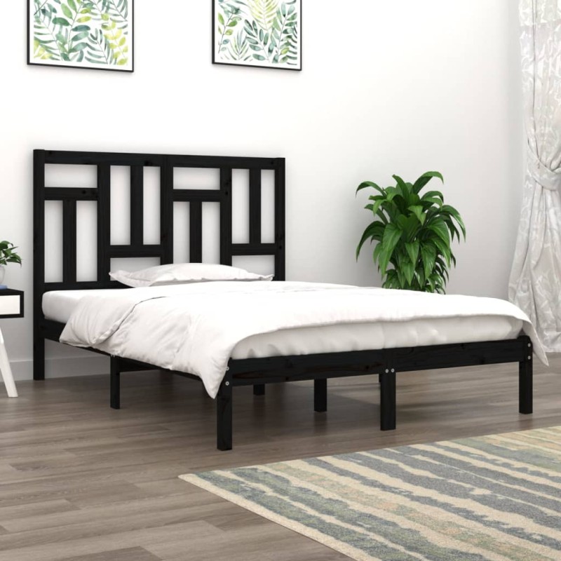 vidaXL Estructura de cama madera maciza doble pequeña negra 120x190 cm vidaXL Estructura de cama madera maciza doble pequeña negra 120x190 cm