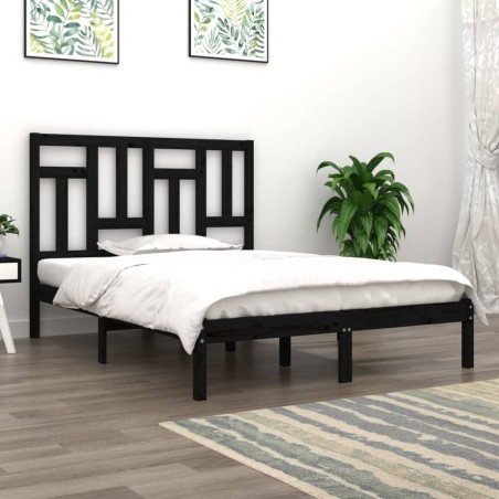vidaXL Estructura de cama madera maciza doble pequeña negra 120x190 cm