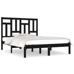 vidaXL Estructura de cama madera maciza doble pequeña negra 120x190 cm