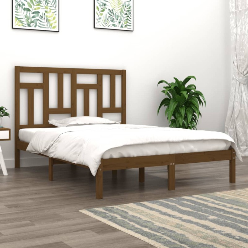 vidaXL Estructura de cama madera maciza de pino marrón miel 120x200 cm vidaXL Estructura de cama madera maciza de pino marrón miel 120x200 cm