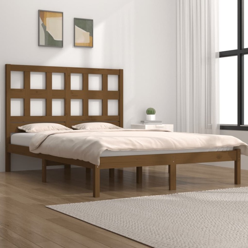 vidaXL Estructura de cama madera maciza de pino marrón miel 150x200 cm