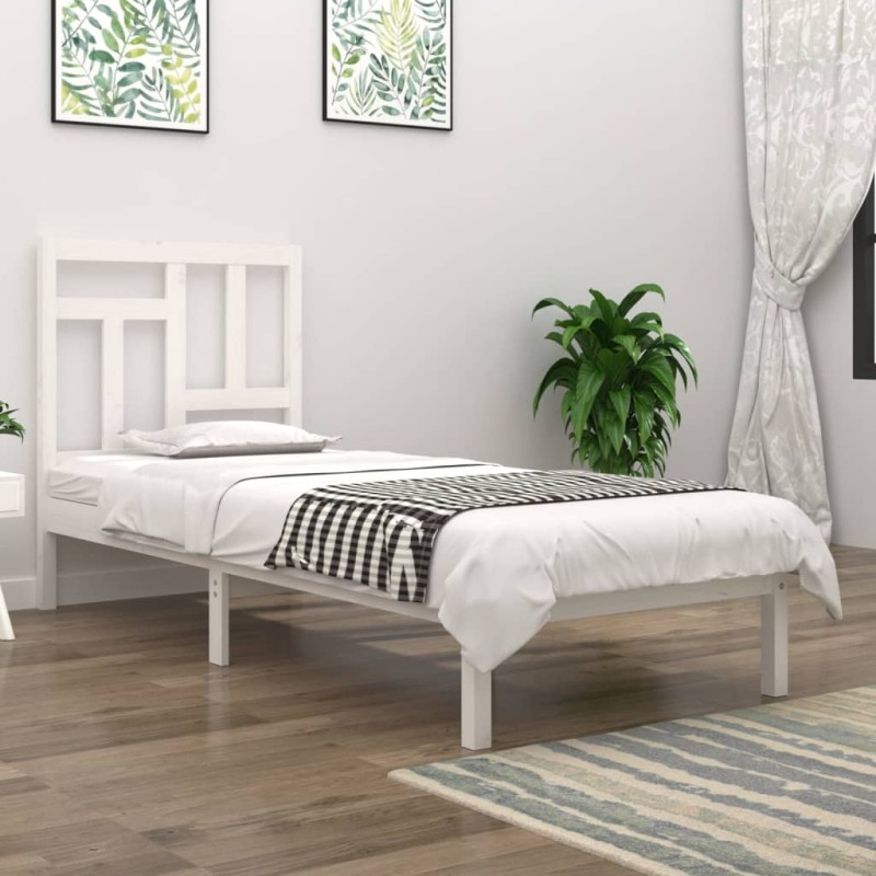 vidaXL Estructura de cama madera maciza de pino blanco 90x200 cm vidaXL Estructura de cama madera maciza de pino blanco 90x200 cm