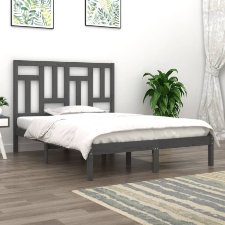 vidaXL Estructura de cama de madera maciza de pino gris 160x200 cm