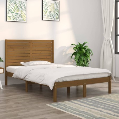 vidaXL Estructura de cama doble madera maciza marrón miel 120x190 cm
