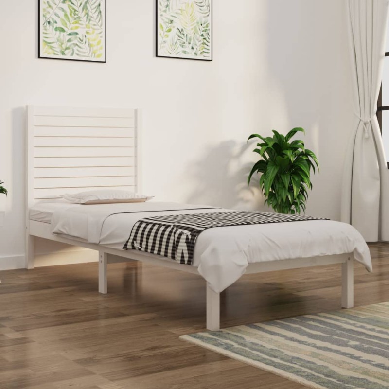 vidaXL Estructura de cama individual madera maciza blanco 75x190 cm vidaXL Estructura de cama individual madera maciza blanco 75x190 cm