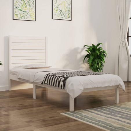 vidaXL Estructura de cama individual madera maciza blanco 75x190 cm