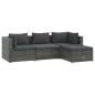 vidaXL Set de muebles de jardín 4 pzas y cojines ratán sintético gris vidaXL Set de muebles de jardín 4 pzas y cojines ratán sintético gris