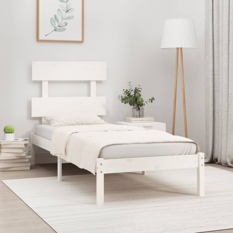 vidaXL Estructura de cama individual madera maciza blanco 90x190 cm vidaXL Estructura de cama individual madera maciza blanco 90x190 cm