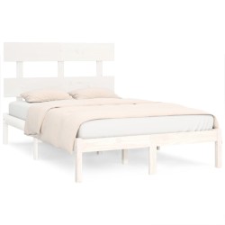 vidaXL Estructura de cama madera maciza king size blanca 150x200 cm
