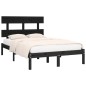 vidaXL Estructura de cama madera maciza doble pequeña negra 120x190 cm